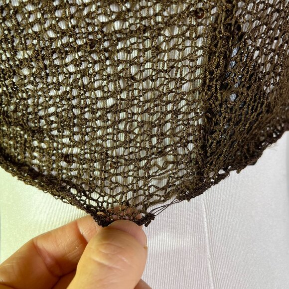 Urban Renewal Size XS Brown Open Knit Cropped Cardigan Sweater Wrap Tie - Picture 9 of 15